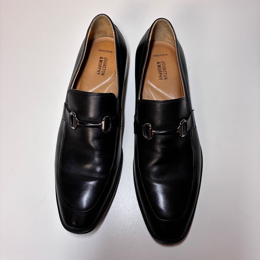 Johnston & Murphy Black Leather Bit Loafers